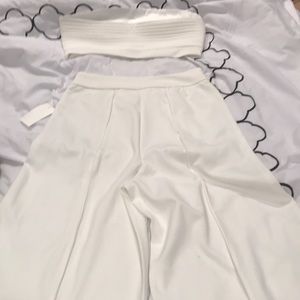 White wide leg pants set
